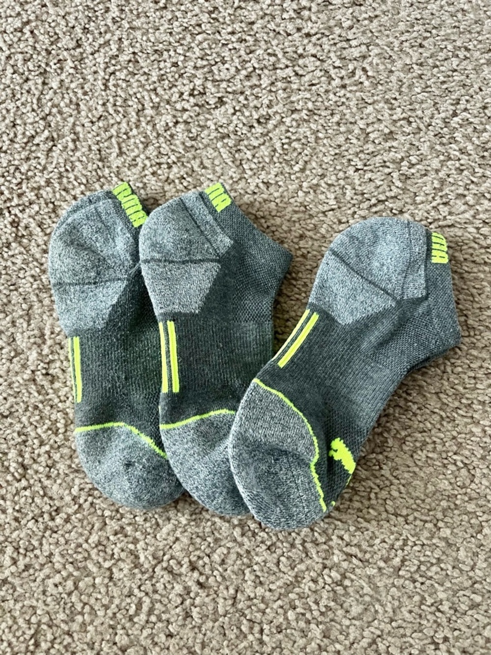 PUMA Unisex 3 pairs Ankle Socks Green Glow